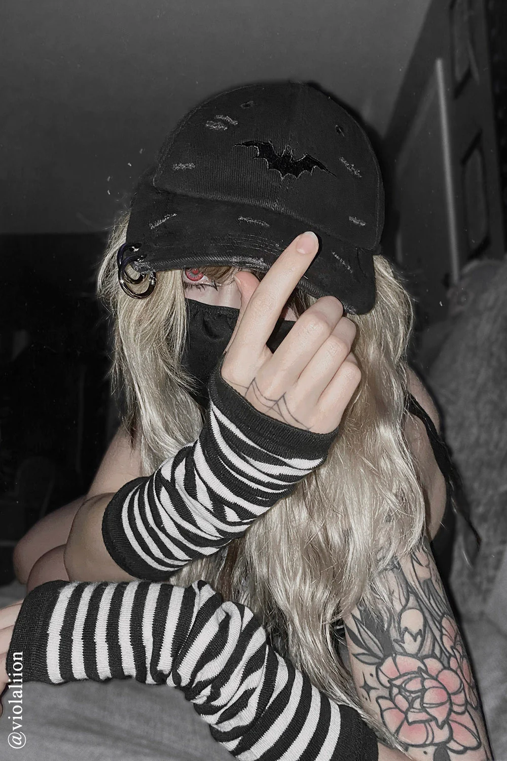 Vampire Bat Pierced Baseball Cap [Black] - Image 19