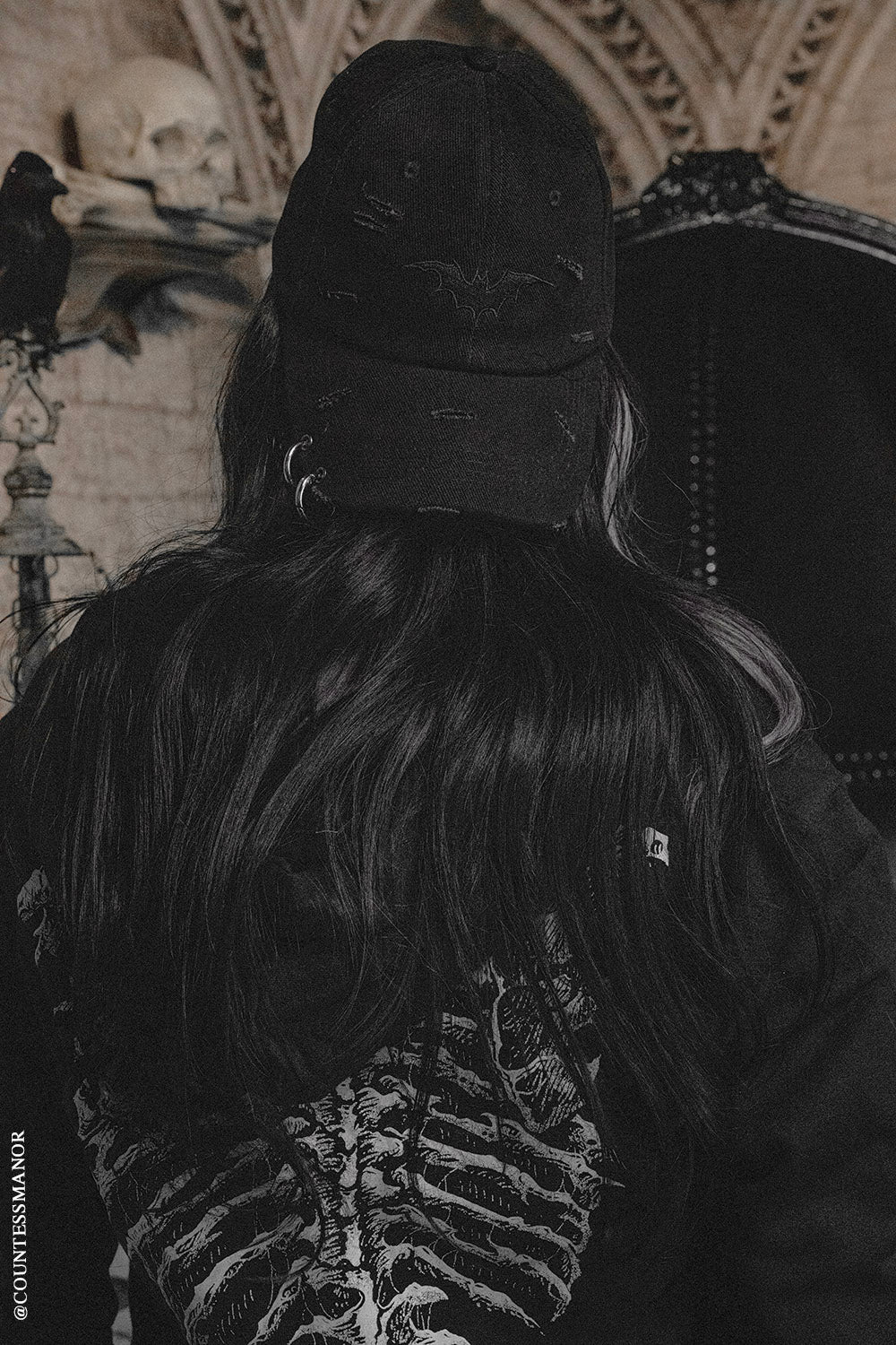 Vampire Bat Pierced Baseball Cap [Black] - Image 20