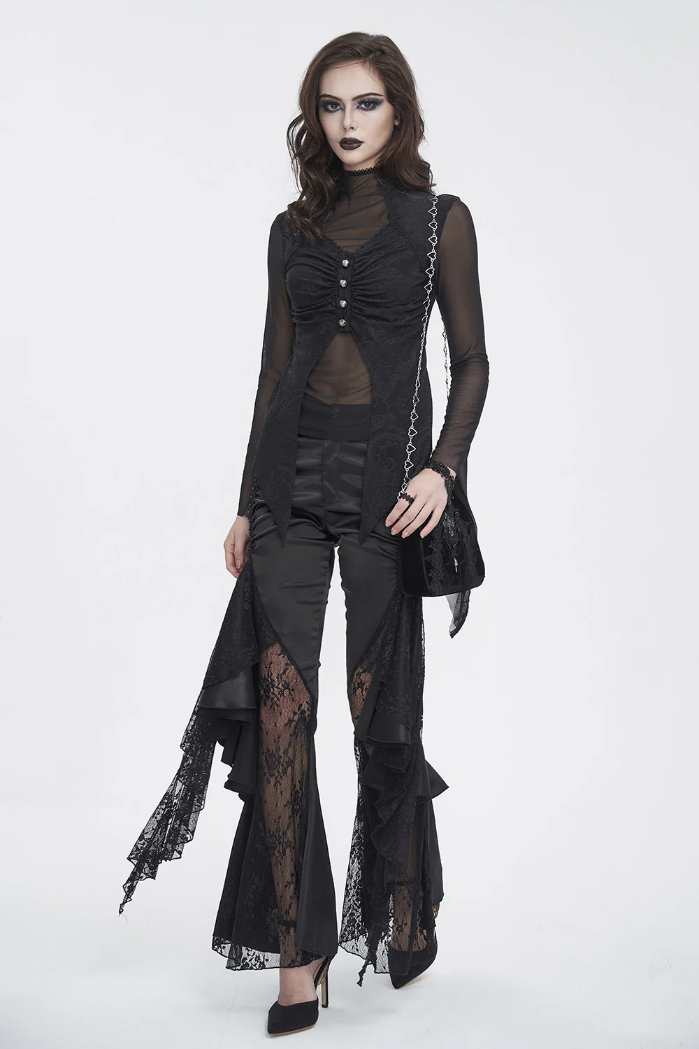 Vampress Black Satin Flared Pants - Image 10