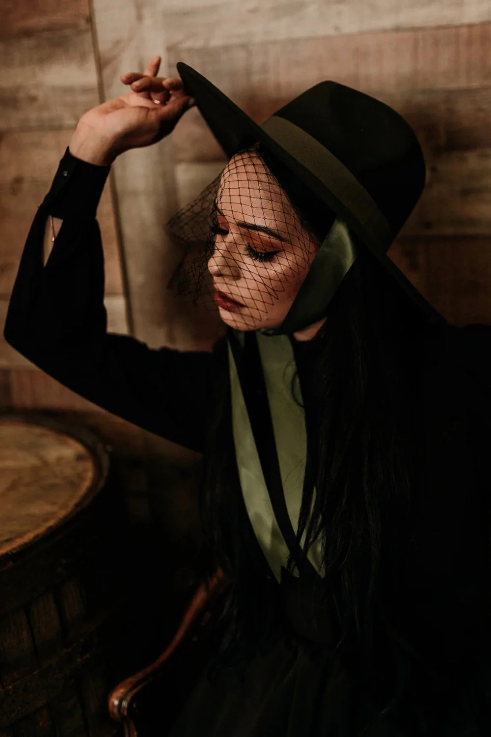 Veiled Hat [OLIVE GREEN] - Image 7