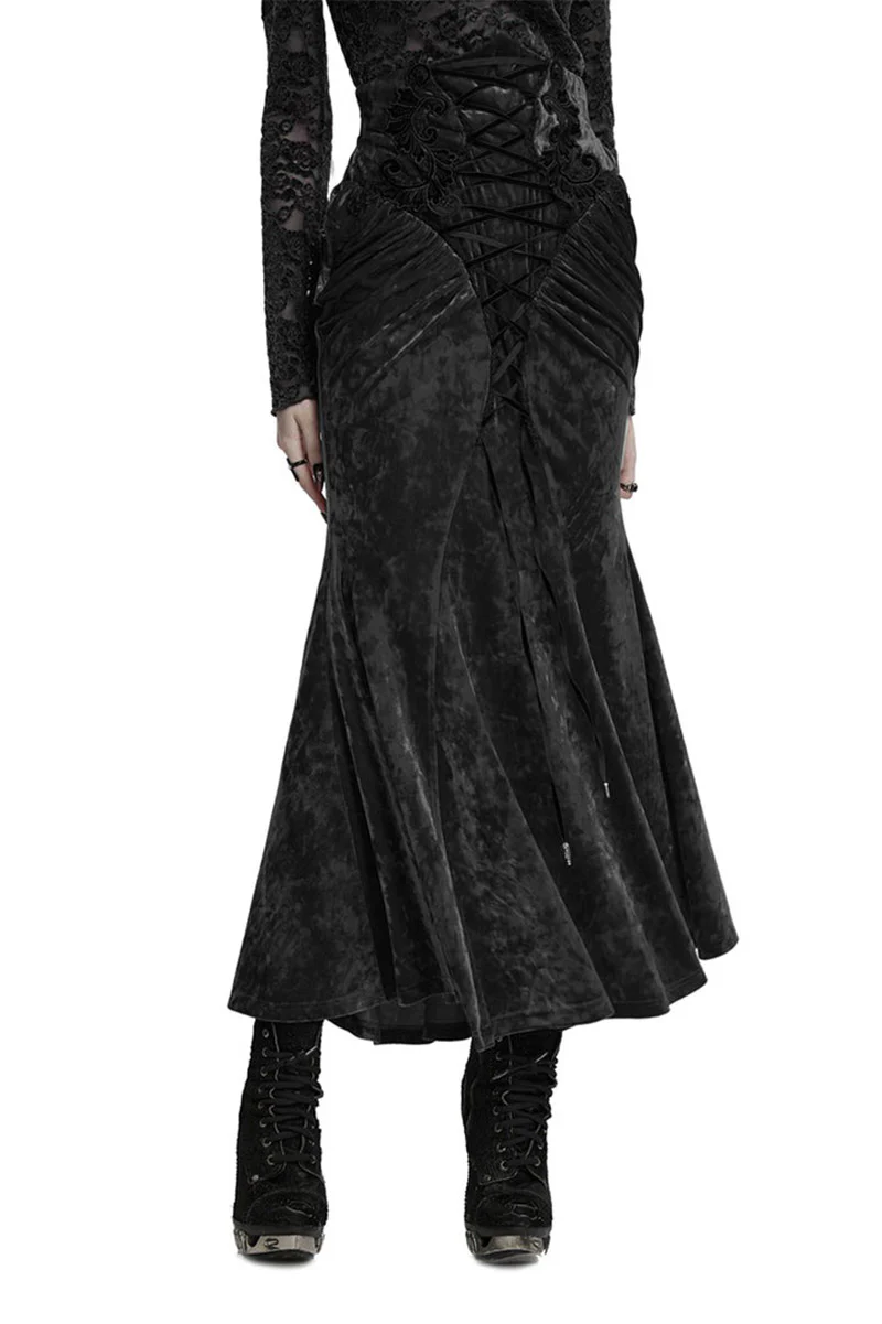 Velvet Moonlight Lace-Up Skirt