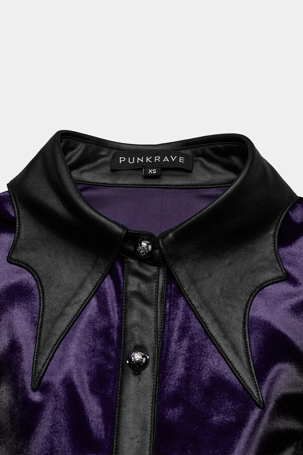 Velvet Vamp Batwing Collar Button Shirt [Purple] - Image 6
