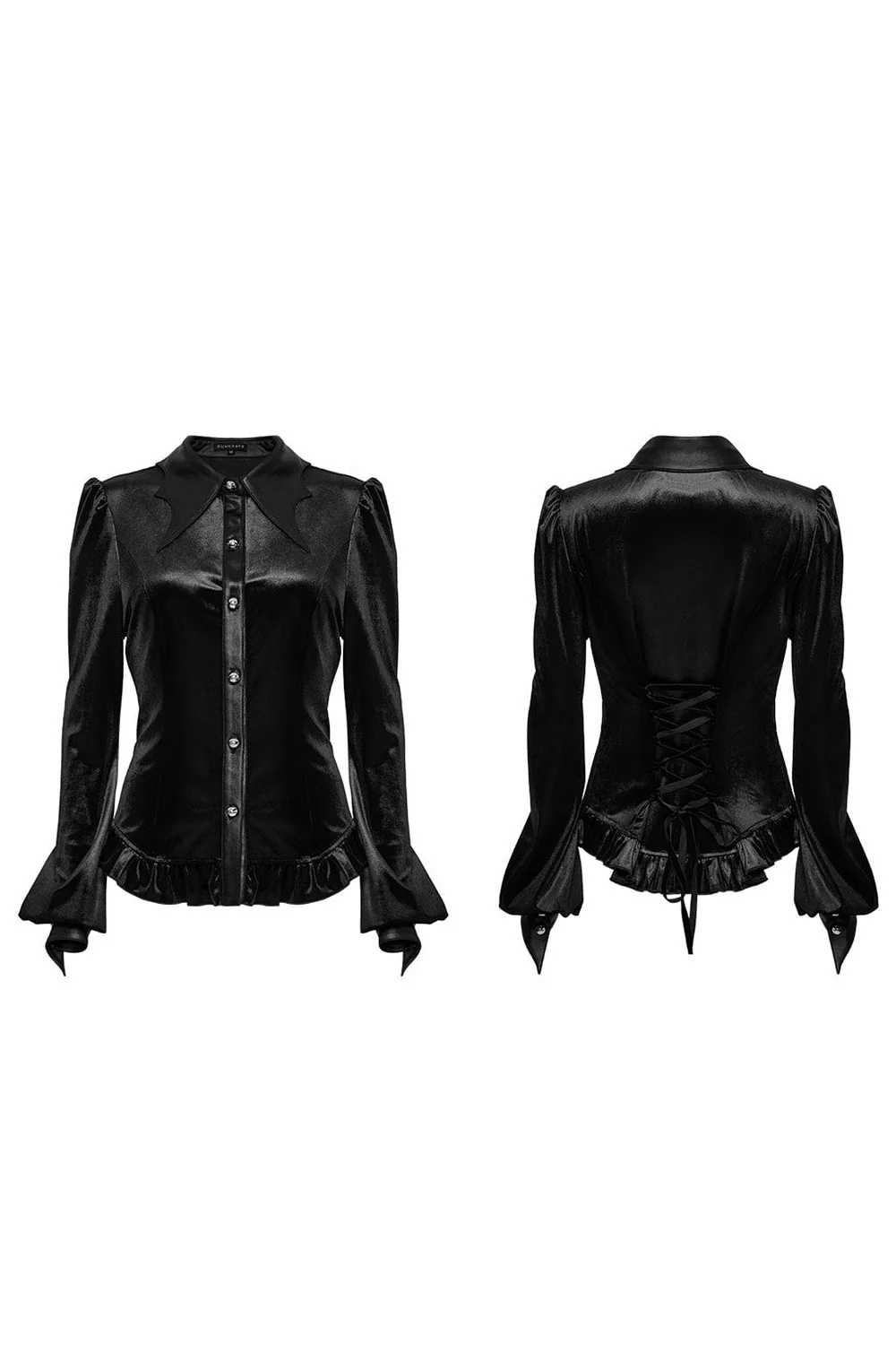 Venom Velvet Button-Up Top [Black] - Image 6