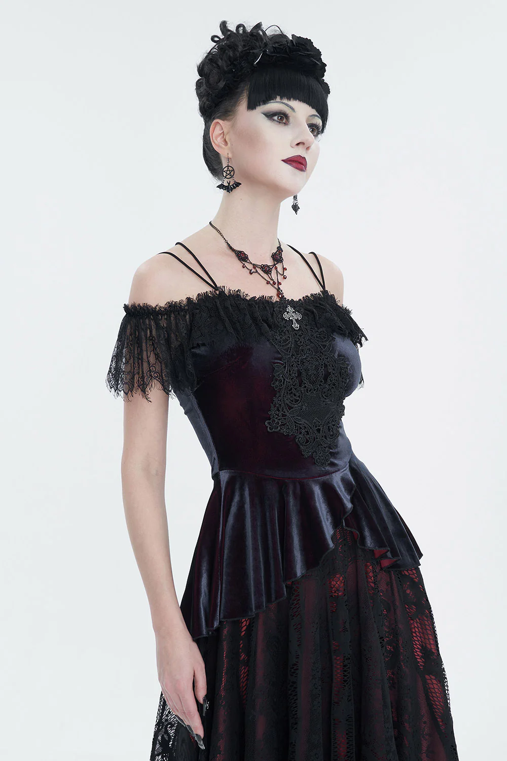 Victorian Goth Velvet Blouse - Image 3