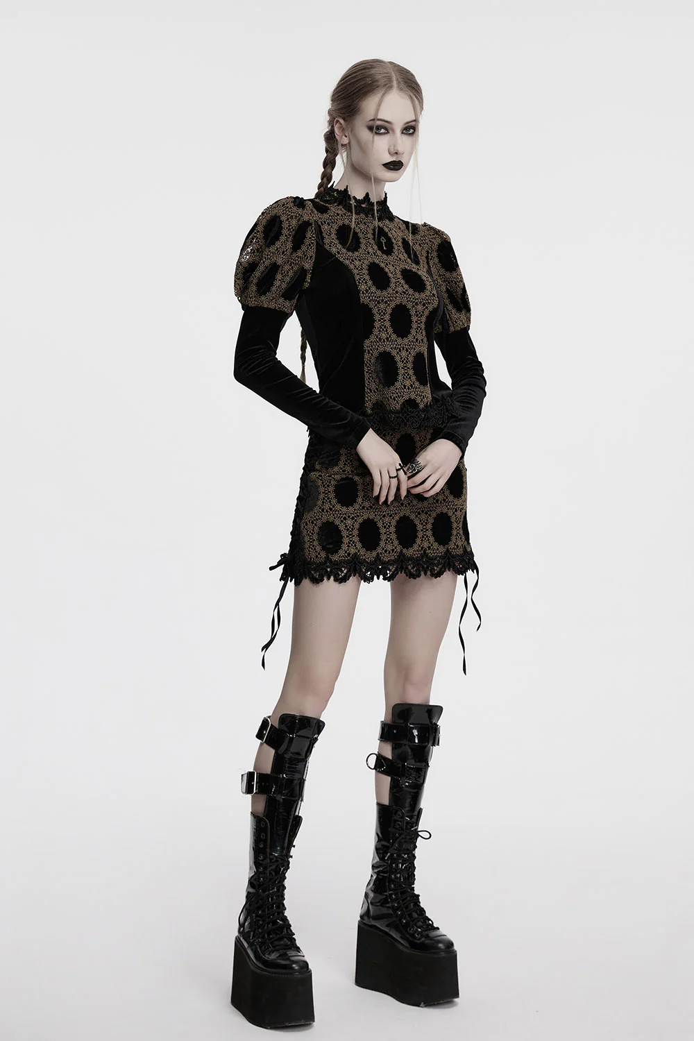 Victorian Shadows Embroidered Skirt [Black/Copper] - Image 4