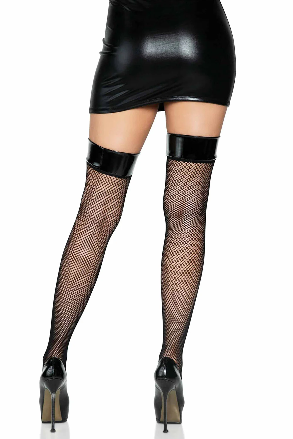 Vinyl Fishnet Thigh High Stockings - Image 4