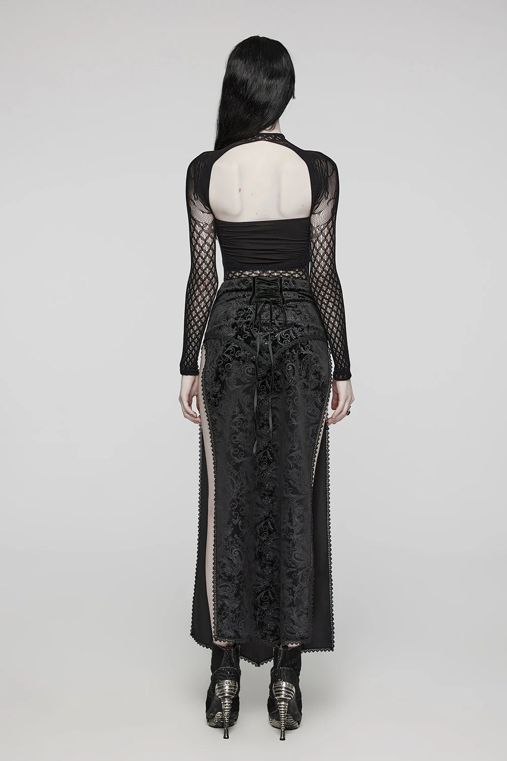 Vlad Velvet Leg Slit Skirt - Image 4