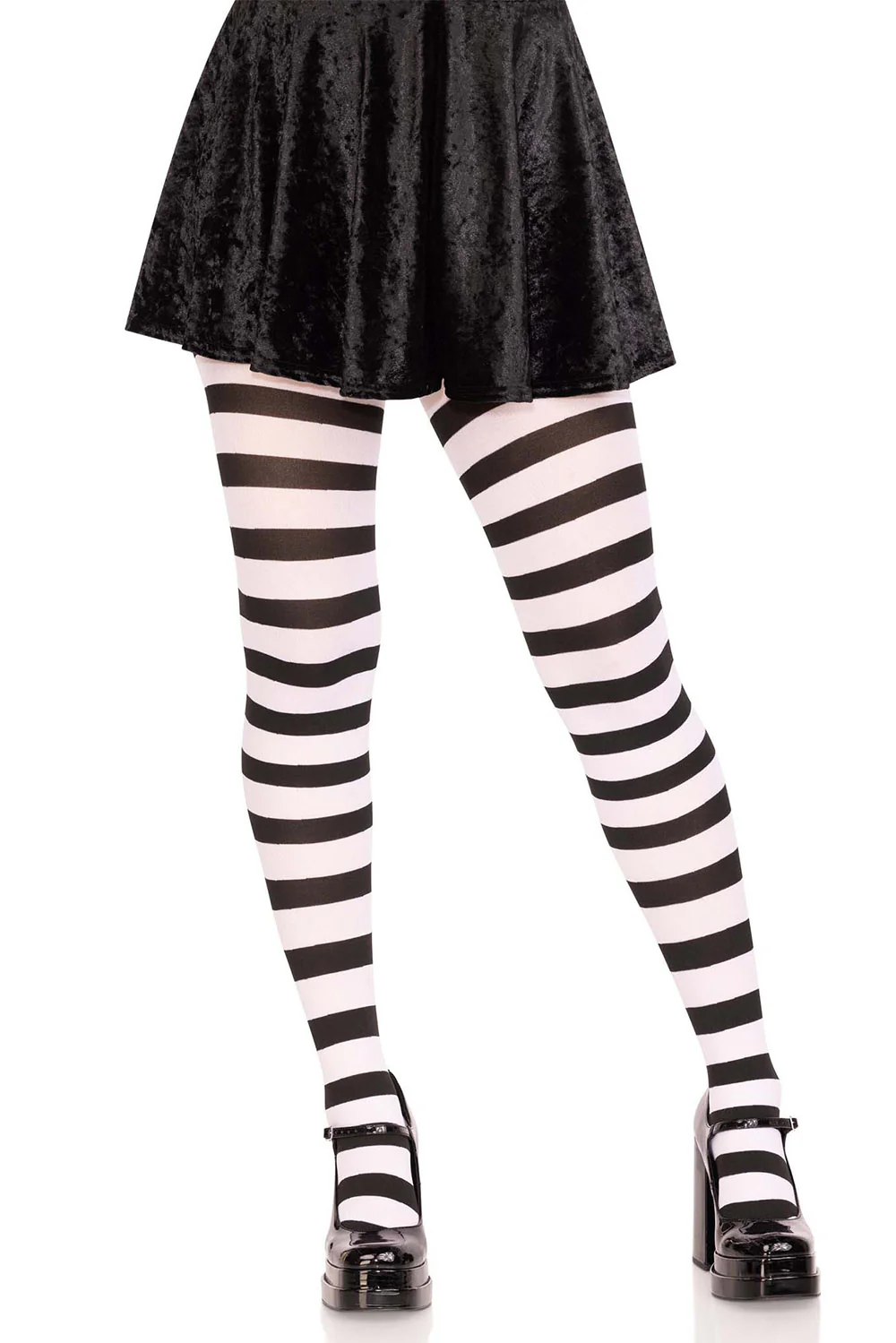 Wicked Witch Black and White Wide Stripe Tights