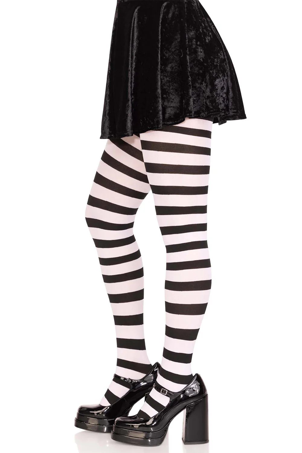 Wicked Witch Black and White Wide Stripe Tights - Image 2