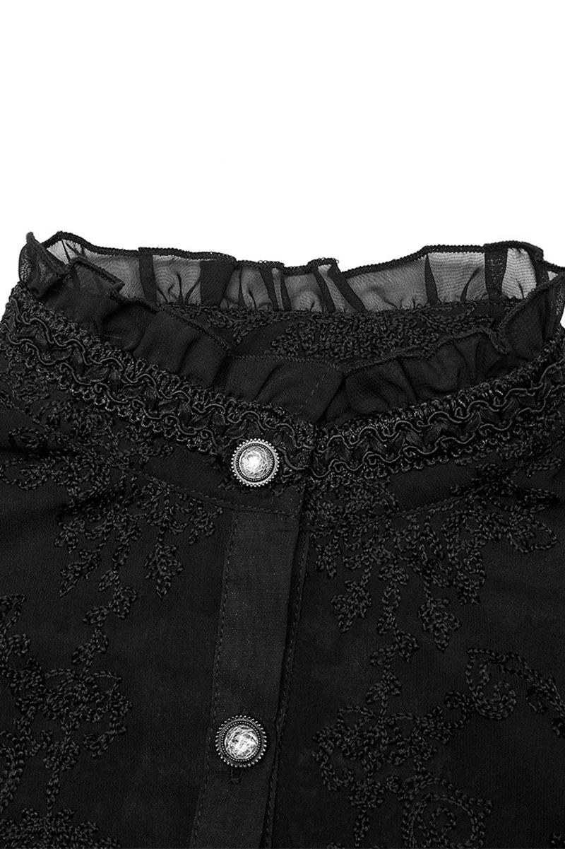 Wraithlace Sheer Puff Sleeve Shirt [Black] - Image 9