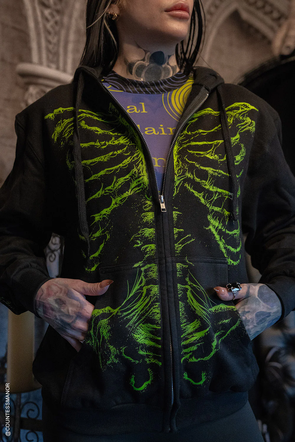 Zombie Rot Skeleton Hoodie [Monster Green] - Image 13